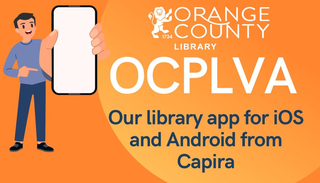 Orange County Library Logo. OCPLVA our library app for IOS and Android from Capira