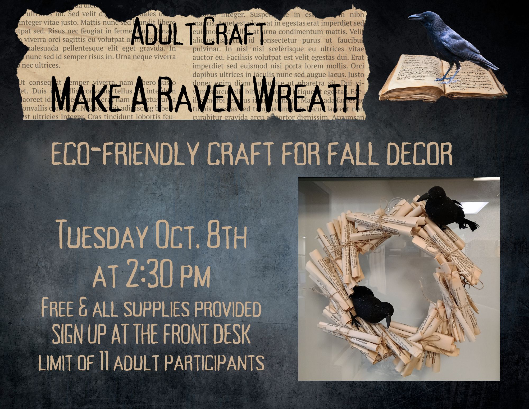 Adult Craft Make a Raven Wreath