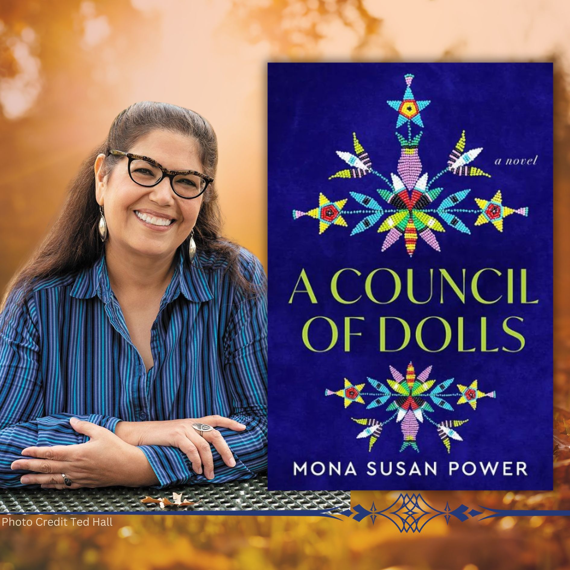 Image of author Mona Susan Power with her book "A Council of Dolls"